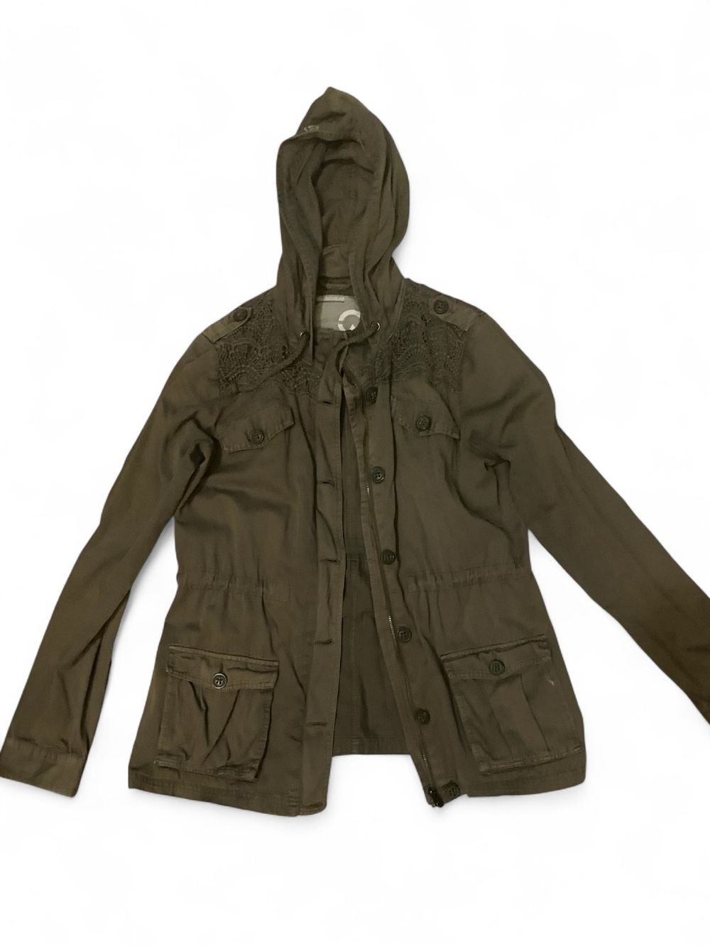 Lightweight Hooded Utility Jacket in Olive green outerwear warehouse one